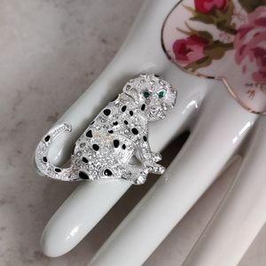 Vintage Dalmatian Puppy Brooch Signed Roman